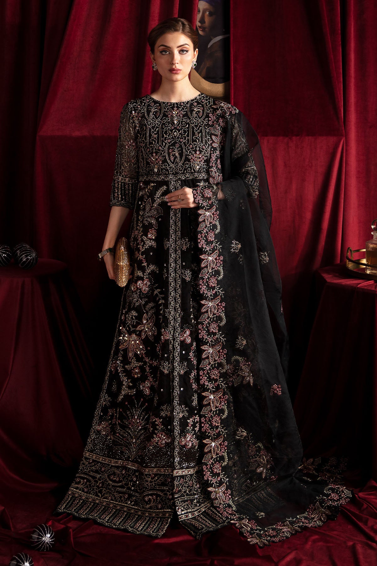 Black chiffon clearance embroidered dress